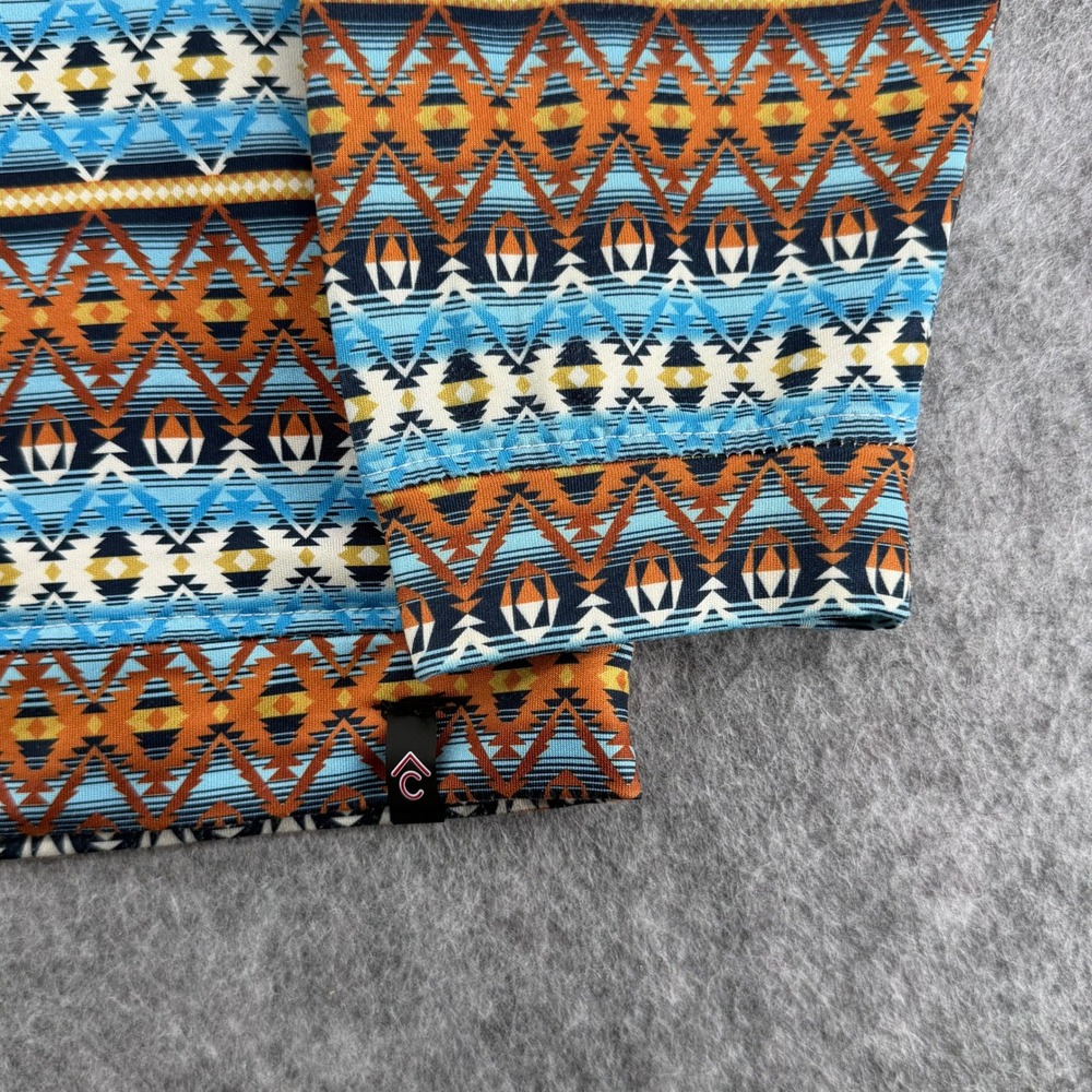 Rafter C Mens XL Southwestern Geometric Quarter Zip Pullover Blue Orange Tribal - Picture 2 of 11
